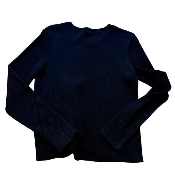 Madewell Texture & Thread Ribbed Knit Top w/ Front Knot Black Size Small - Picture 4 of 4